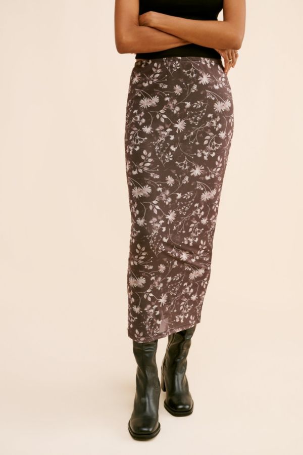 Slide View: 6: Glamorous Floral Fitted Slip Midi Skirt