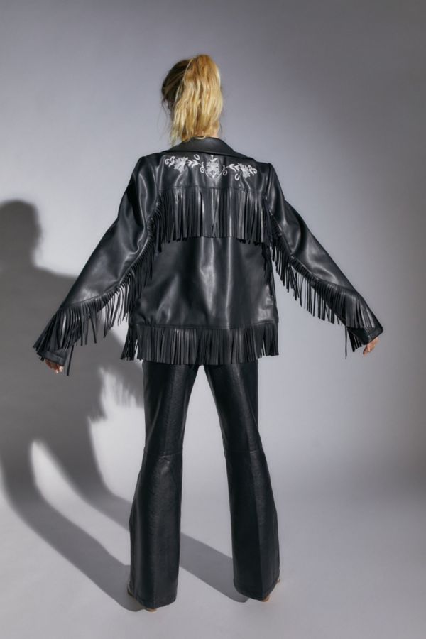 Slide View: 2: Arden Vegan Leather Fringe Jacket