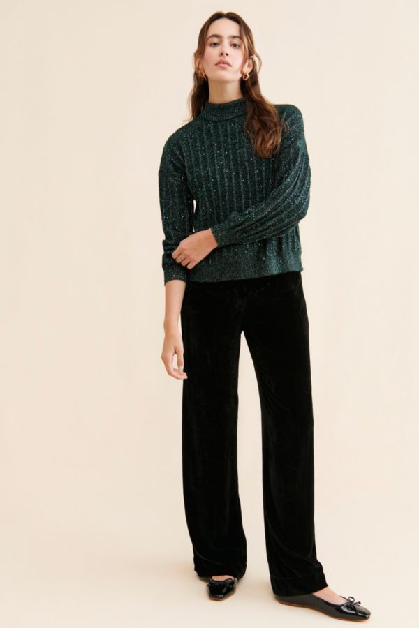 Slide View: 4: Molly Bracken Knitted Shimmer Turtleneck Sweater