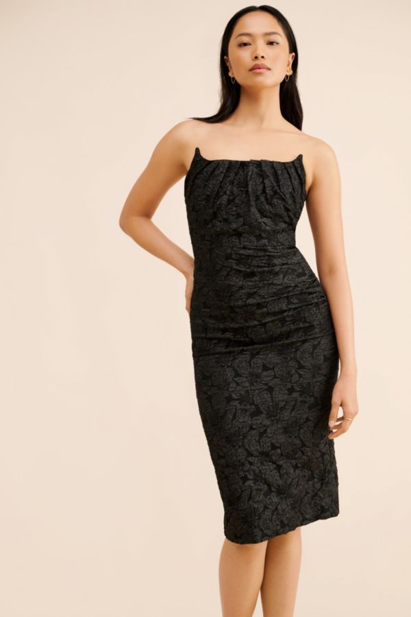 Slide View: 1: Rare London Pleat Textured Midi Dress