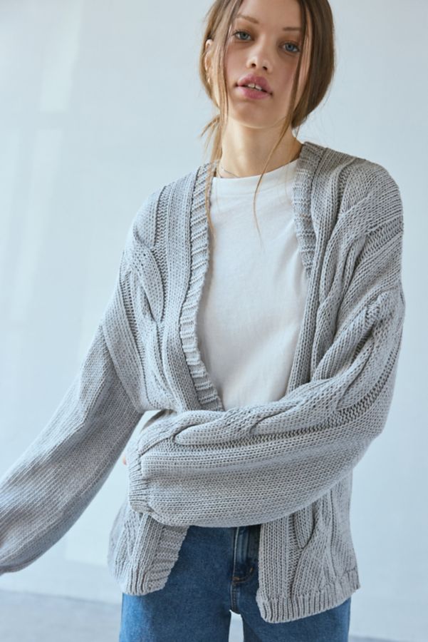 Slide View: 1: BDG Skylar Oversized Cable Knit Cardigan