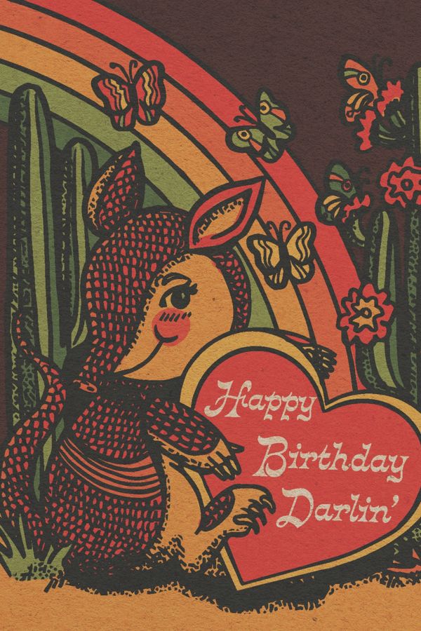 Slide View: 2: Red Cap  Armadillo Birthday Card