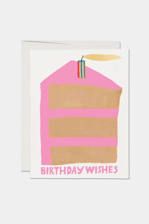 Slide View: 1: Red  Cap Slice of Cake Birthday Card