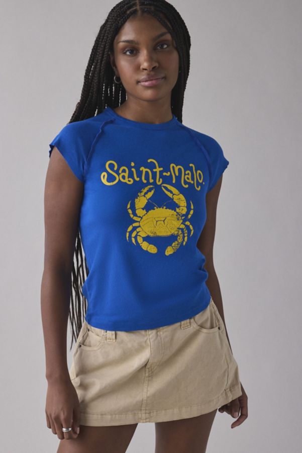 Slide View: 2: Saint Malo Graphic Seamed Raglan Baby Tee