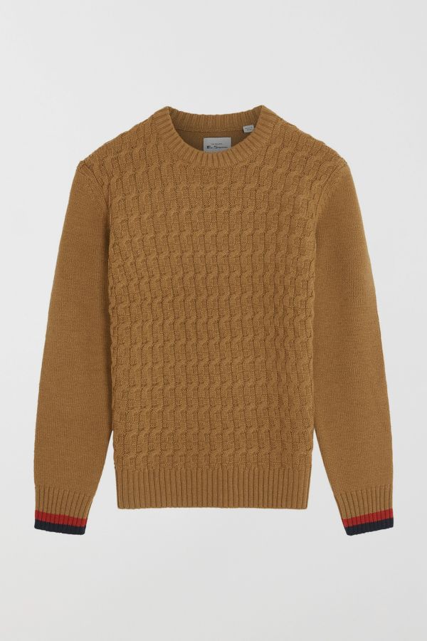 Slide View: 1: Ben Sherman Cable Textured Crew Sweater