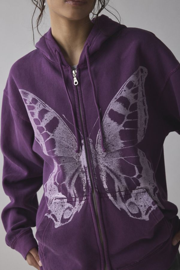 Slide View: 2: Project Social T Butterfly Graphic Zip-Up Hoodie Sweatshirt