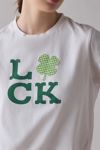 Thumbnail View 2: Luck 4-Leaf Clover Gingham Applique Graphic Slim Tee