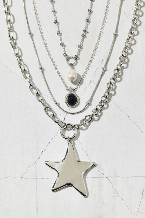 Slide View: 2: Jupiter Star Pendant Layering Necklace Set