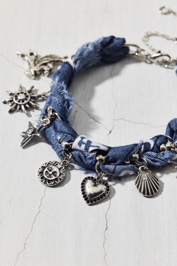 Slide View: 1: Bandana Wrap Charm Bracelet