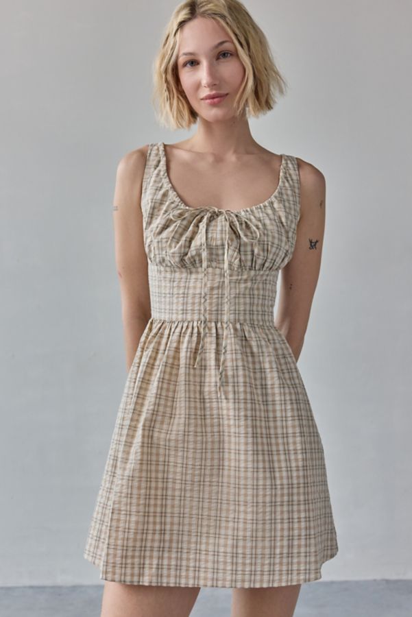 Slide View: 4: Another Girl Gingham Seersucker Scoop Neck Mini Dress