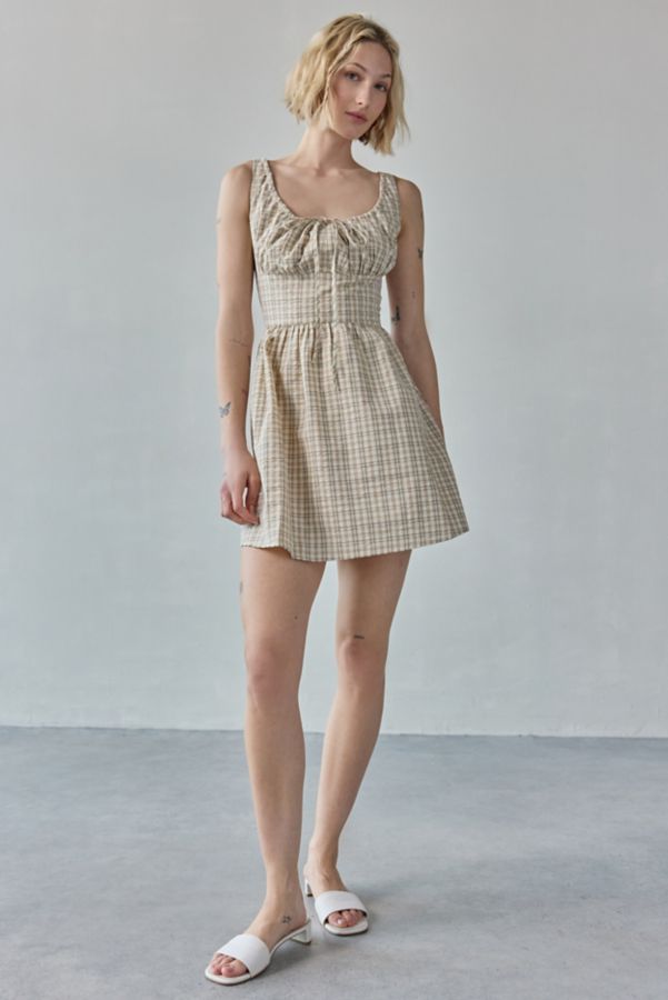 Slide View: 1: Another Girl Gingham Seersucker Scoop Neck Mini Dress