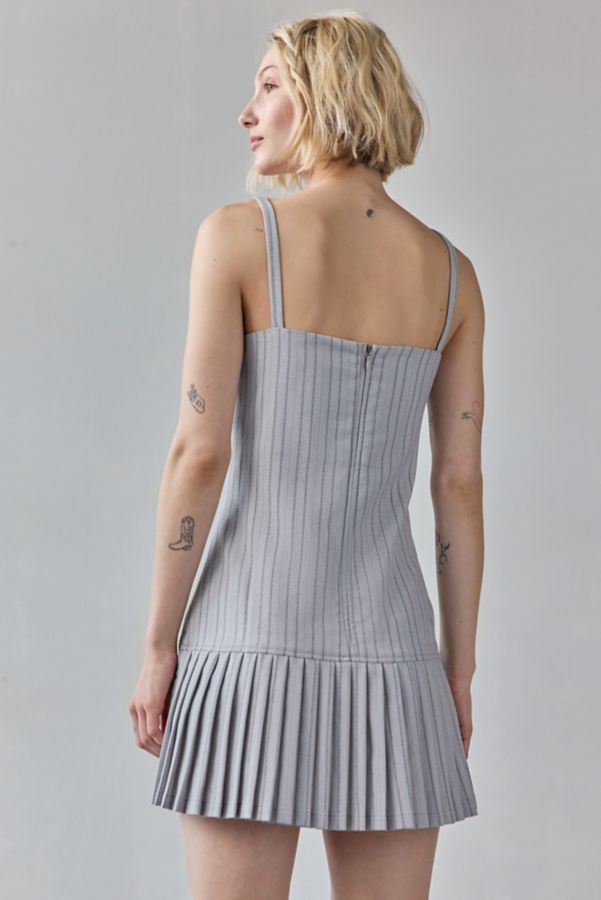 Slide View: 3: Another Girl Tailored Pinstripe Pleated-Hem Mini Dress