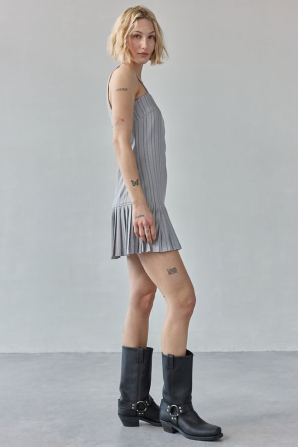 Slide View: 4: Another Girl Tailored Pinstripe Pleated-Hem Mini Dress