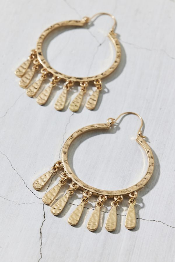 Slide View: 3: Cleo Metal Fringe Hoop Earring