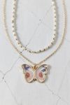 Thumbnail View 2: Mariposa Butterfly Pendant Pearl Layering Necklace Set