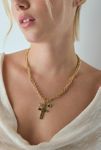 Thumbnail View 1: Florence Gem Cross Pendant Curb Chain Necklace