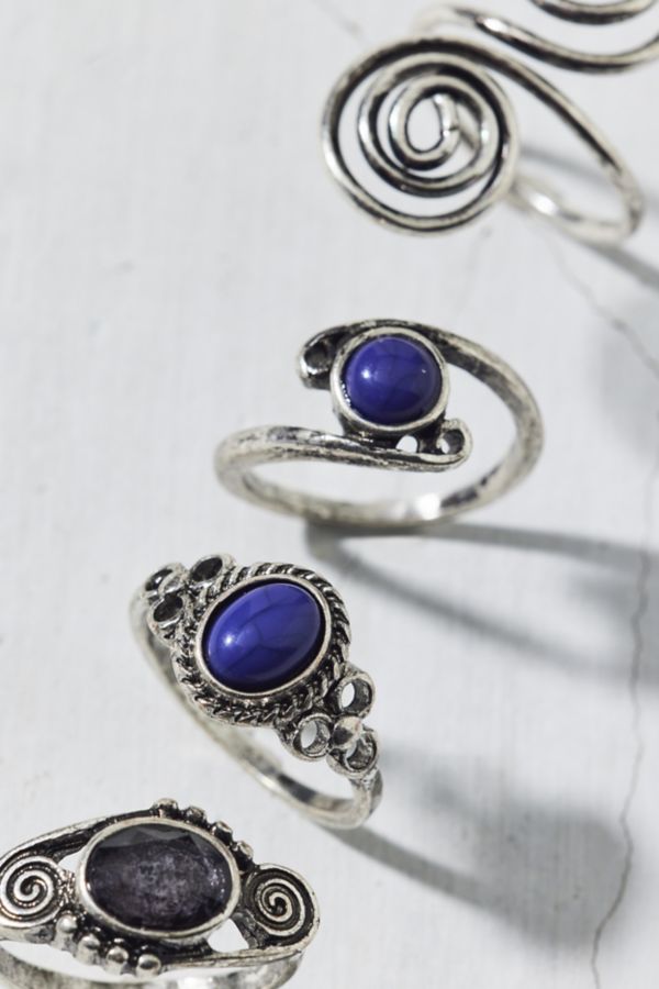 Slide View: 3: Liza Stone Swirl Ring Set