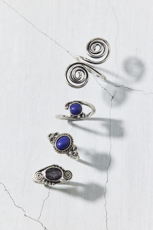 Slide View: 1: Liza Stone Swirl Ring Set