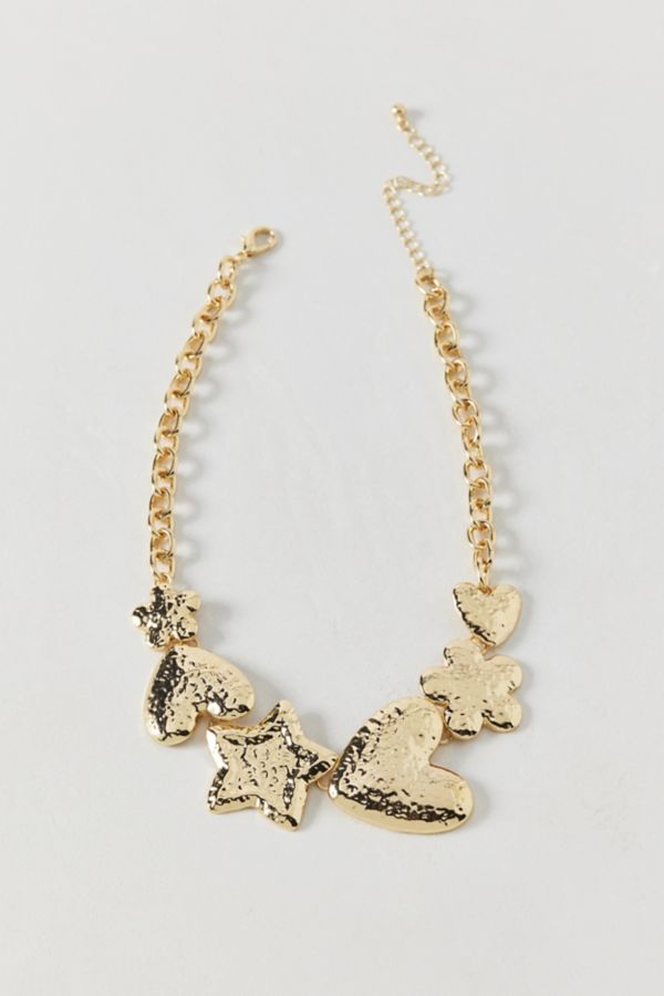 Slide View: 2: Hammered Icon Statement Necklace