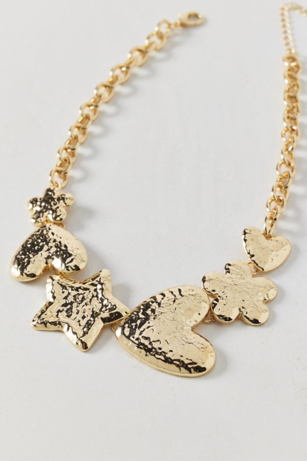 Slide View: 3: Hammered Icon Statement Necklace