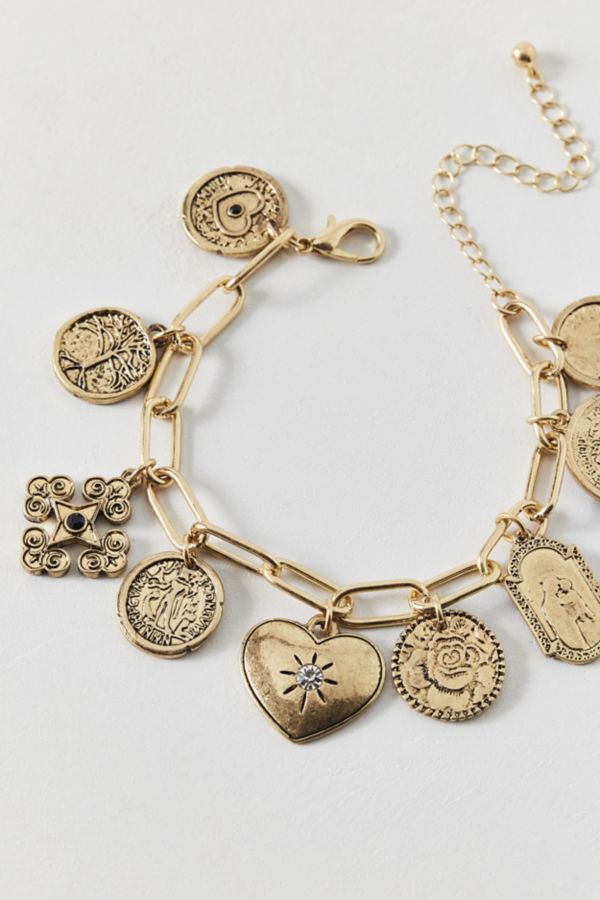 Slide View: 2: Statement Coin Charm Bracelet