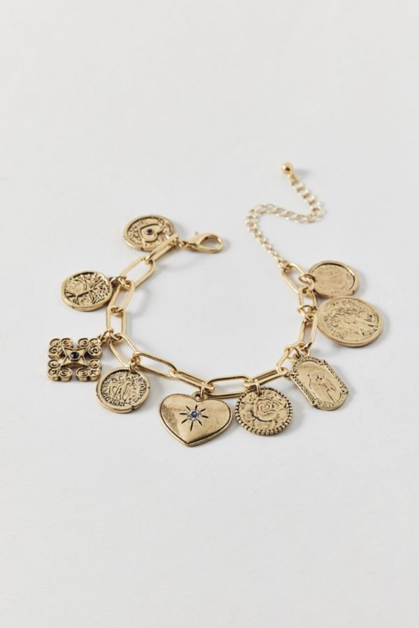 Slide View: 1: Statement Coin Charm Bracelet