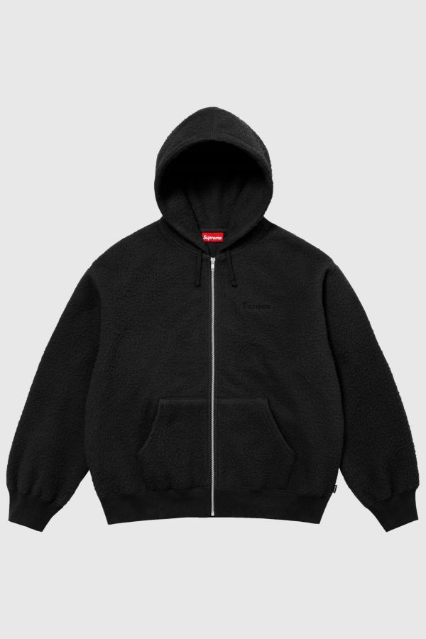 Slide View: 1: Supreme Pilled Zip-Up Hooded Sweatshirt