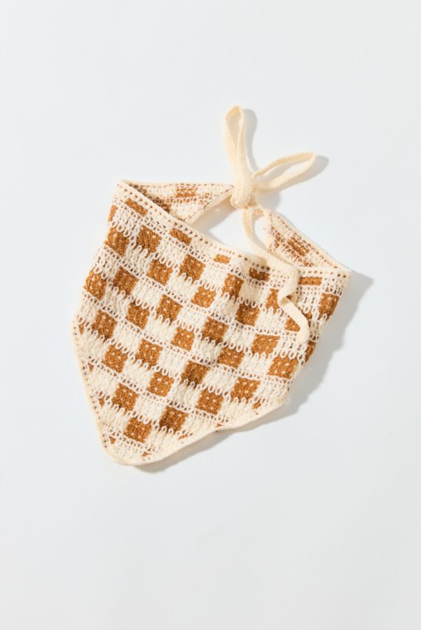 Slide View: 2: Valerie Checkerboard Crochet Triangle Headscarf