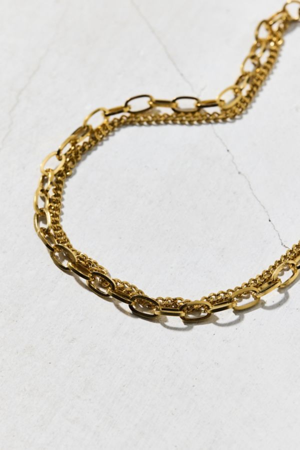 Slide View: 3: Stainless Steel Layered Double Chain Anklet