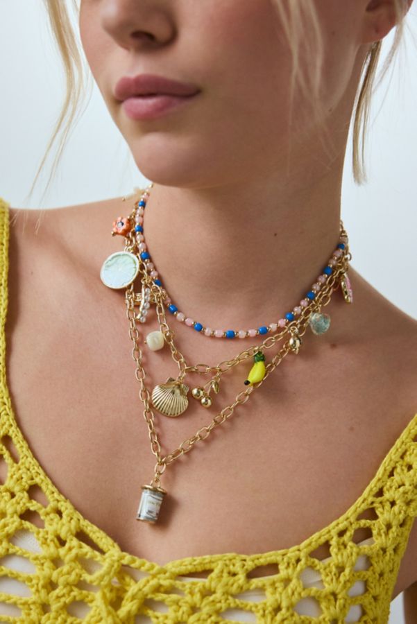 Slide View: 1: Tapas Triple Layering Charm Necklace Set