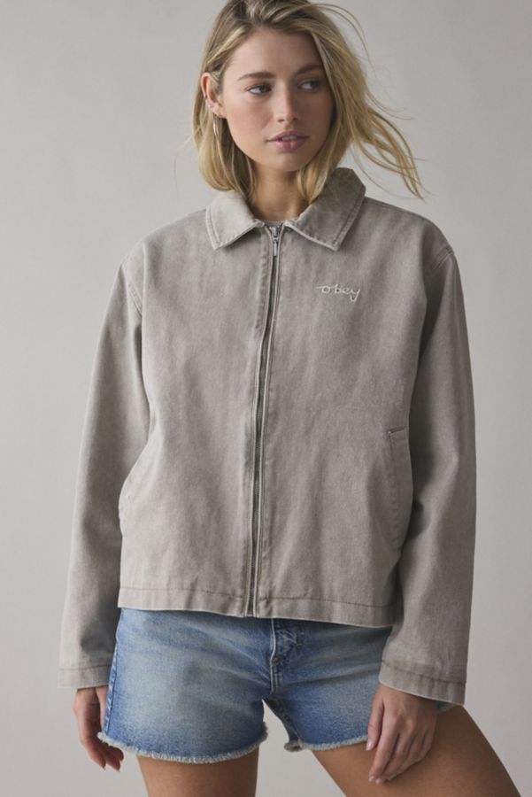 Slide View: 1: OBEY Serene Denim Zip-Up Shirt Jacket