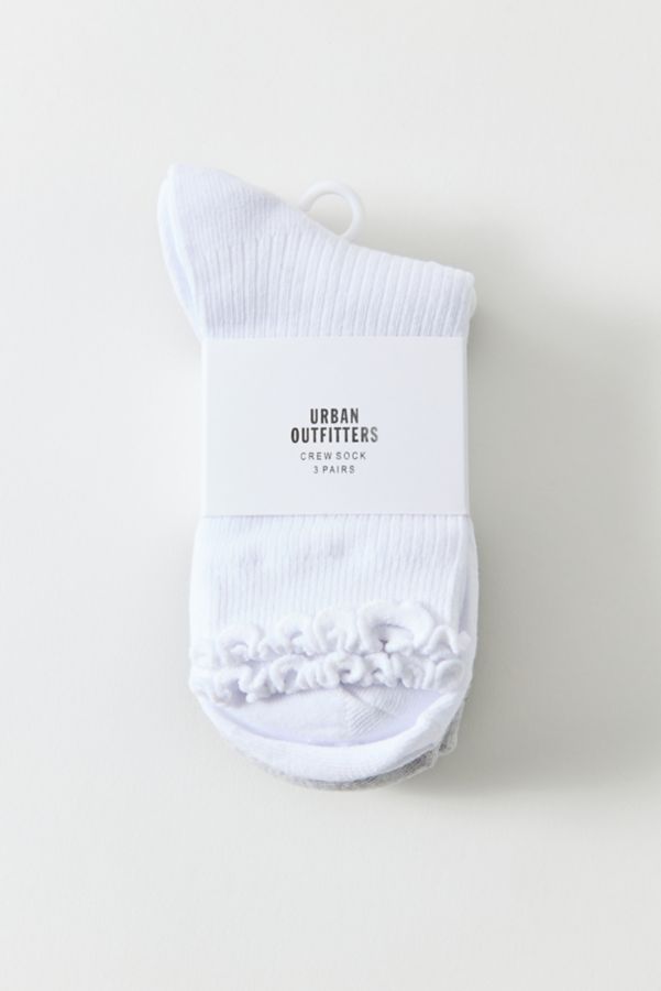 Slide View: 1: UO Lightweight Ribbed Crew Sock 3-Pack