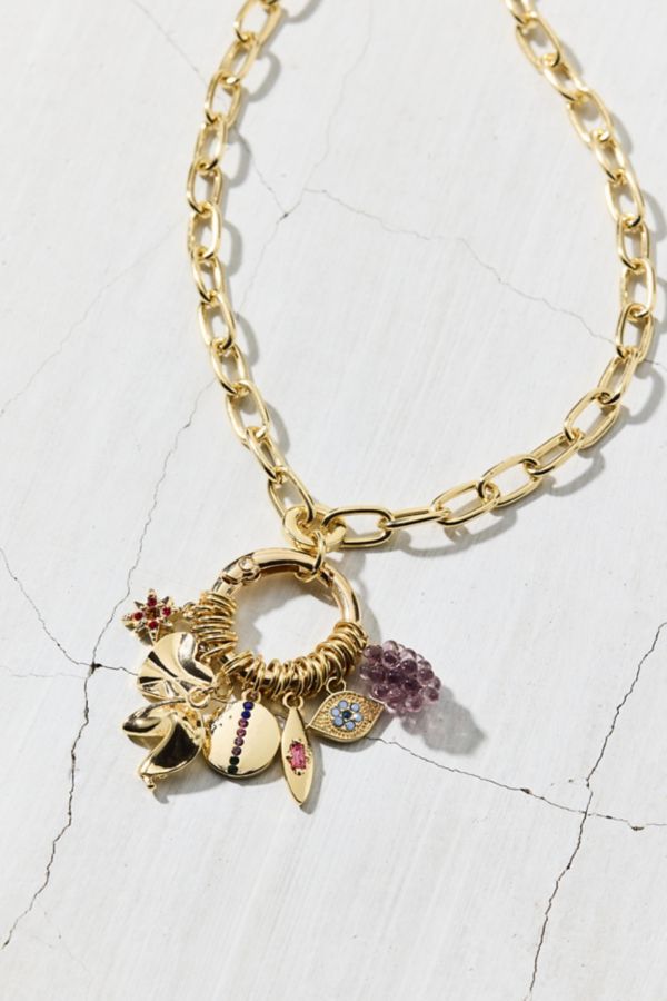 Slide View: 2: Charlie Clustered Charm Necklace