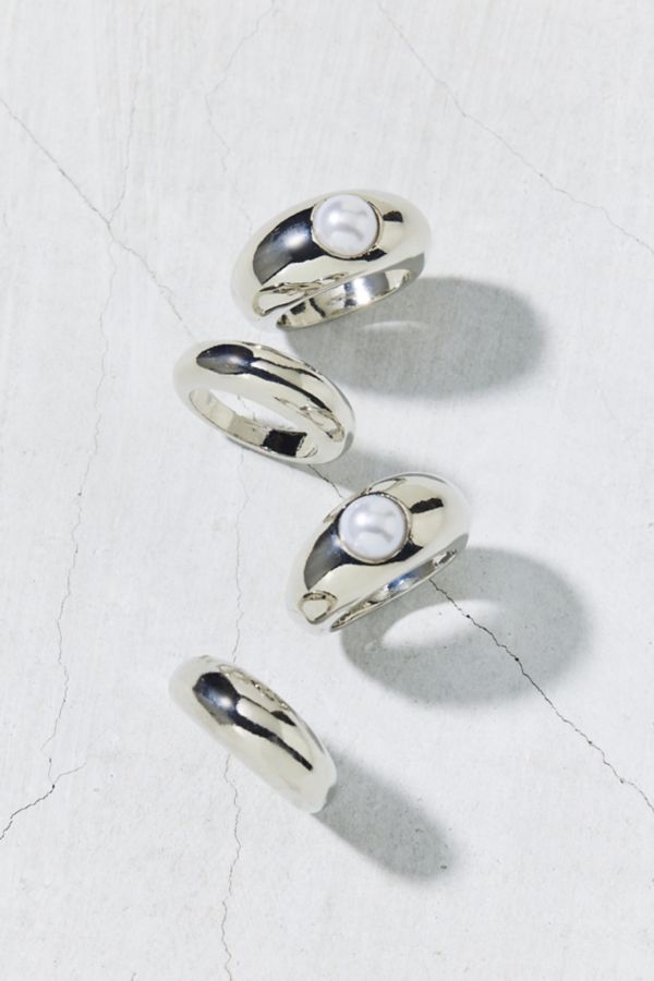 Slide View: 3: Pearl Dome Ring Set