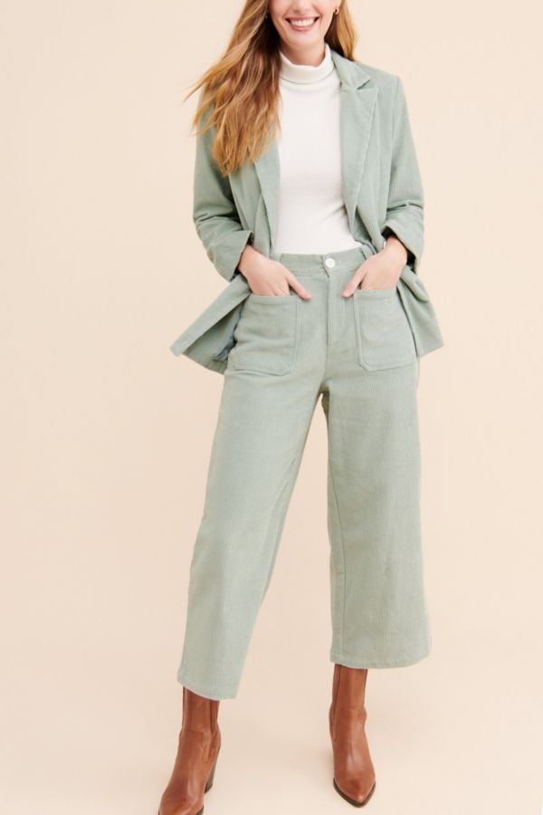 Slide View: 2: Charlie Holiday Sea Foam Wide Leg Pant