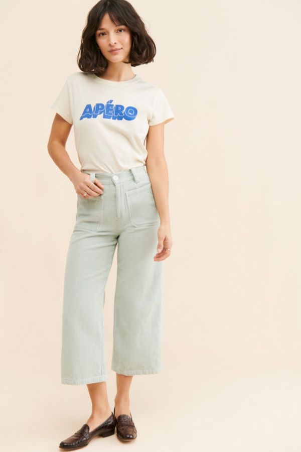 Slide View: 1: Charlie Holiday Sea Foam Wide Leg Pant