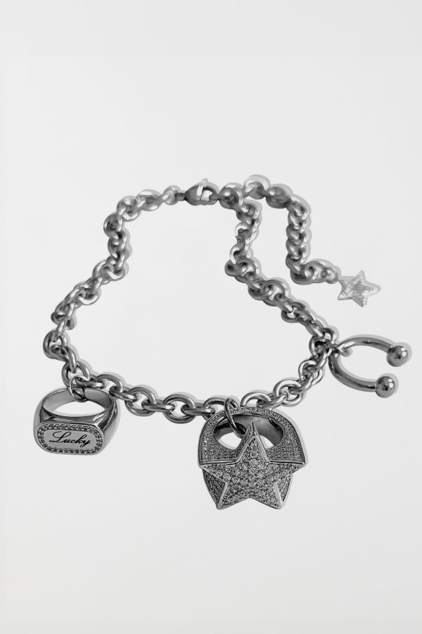 Slide View: 3: Five Fourty Nine Lucky Star Ring Charm Necklace