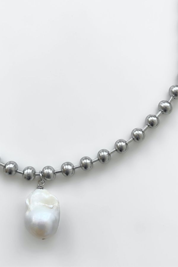 Slide View: 2: Five Fourty Nine Sloane Baroque Pearl Ball Bead Necklace