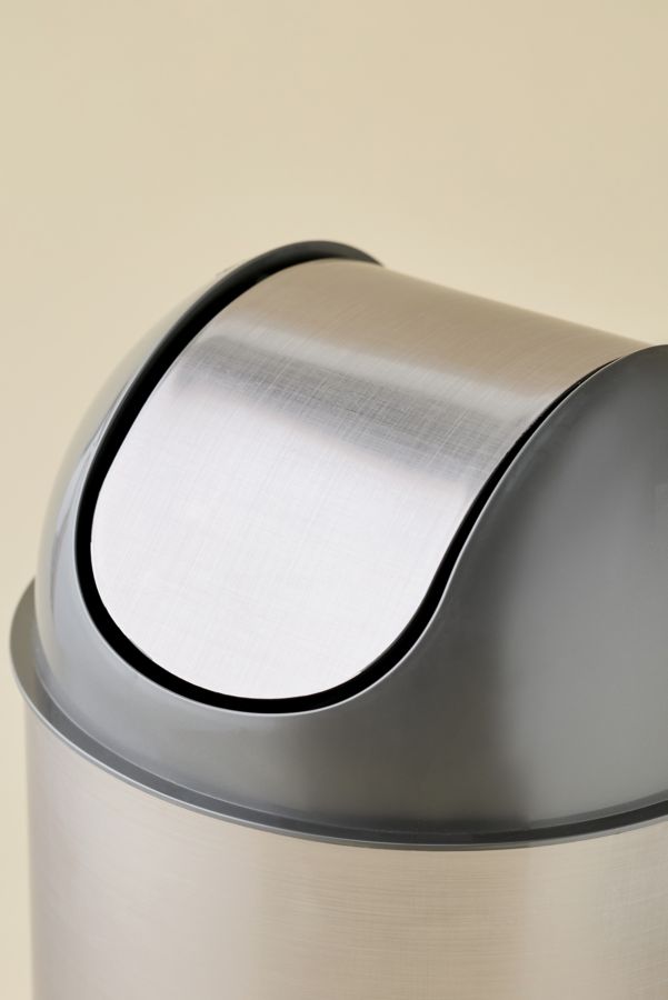 Slide View: 2: Chrome Swing-Top Lid Trash Bin