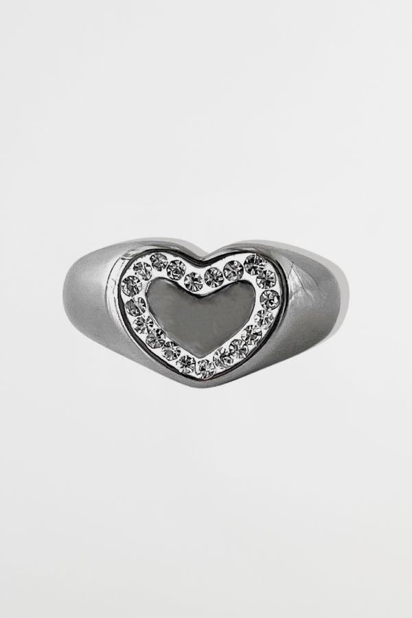 Slide View: 3: Five Fourty Nine LOML Heart Signet Ring