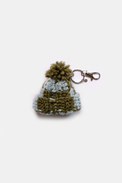 MARVES new york Crochet Checkered Mini Beanie Keychain Bag Charm