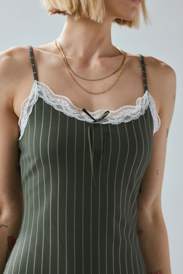 Slide View: 3: UO Devin Pinstripe Lace-Trim Cami Mini Dress