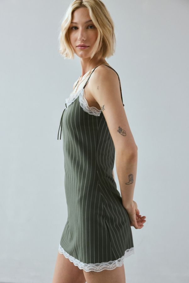 Slide View: 4: UO Devin Pinstripe Lace-Trim Cami Mini Dress