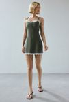 Thumbnail View 1: UO Devin Pinstripe Lace-Trim Cami Mini Dress