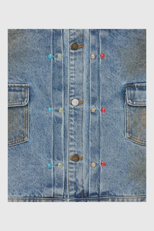 Slide View: 3: Fugazi Stone Rivet Denim Jacket