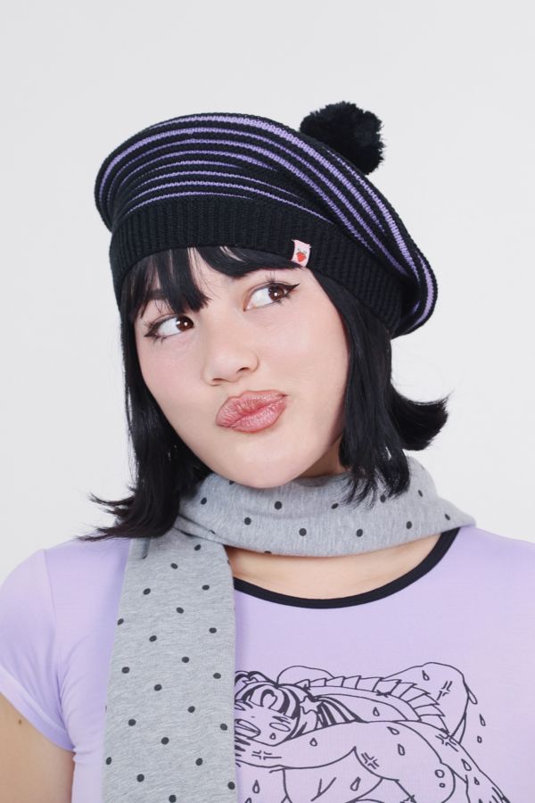 Slide View: 3: Strawberry Western Knit Beret Beanie