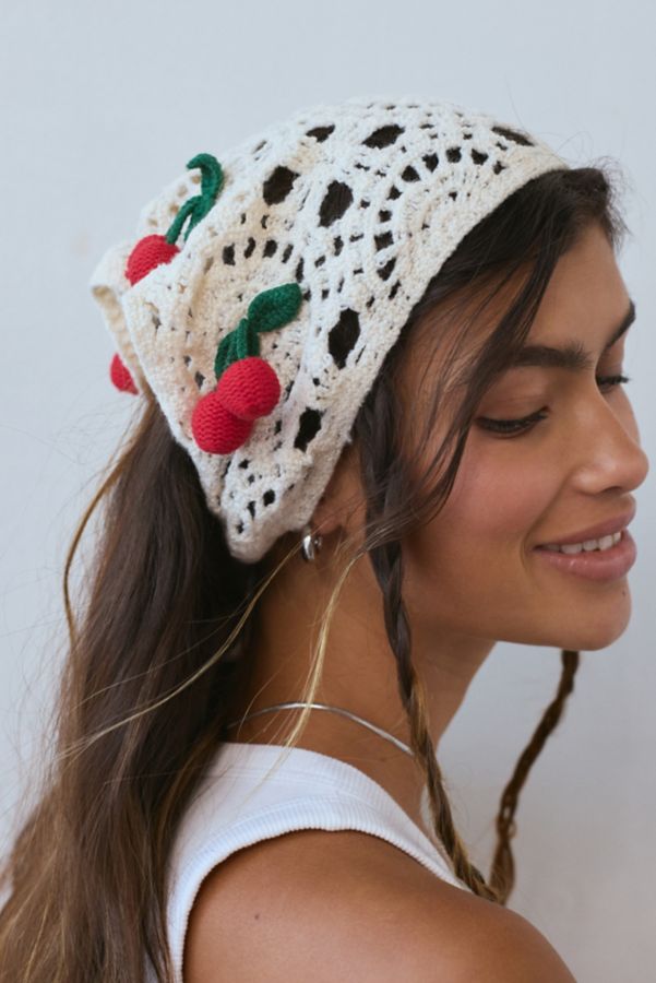 Slide View: 1: 3D Cherry Crochet Headscarf