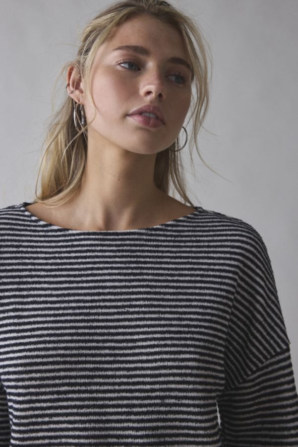 Slide View: 3: Urban Renewal Remnants French Terry Stripe Knit Drippy Sleeve Top