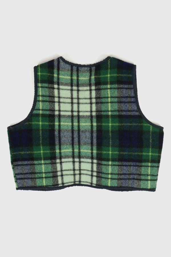 Slide View: 2: Reworked Woolen Plaid Tie Vest 03