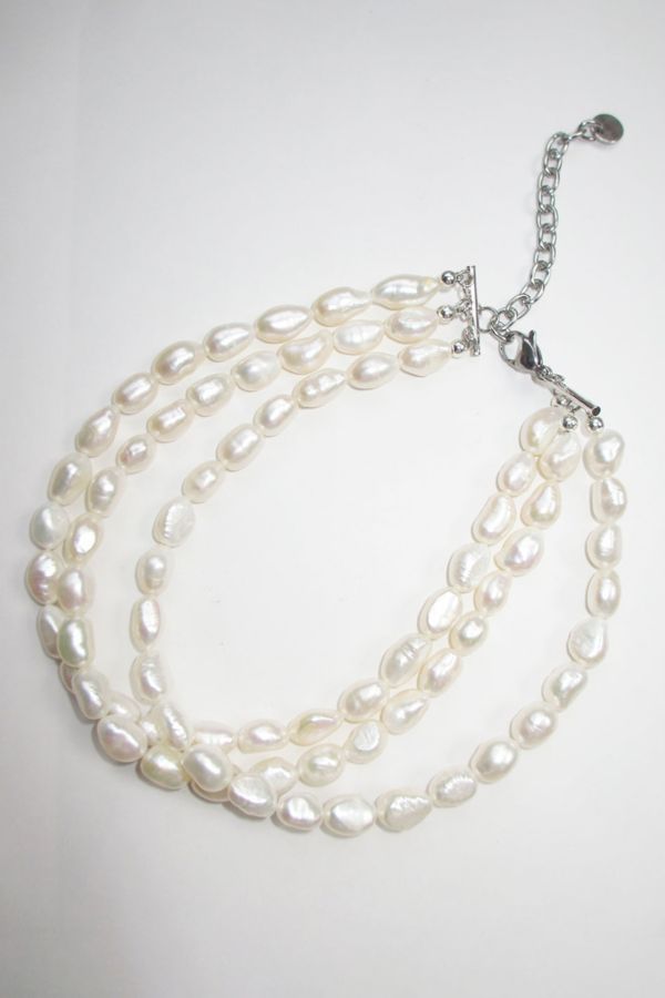 Slide View: 2: RIMOR The 3 Row Baroque Pearl Choker Necklace